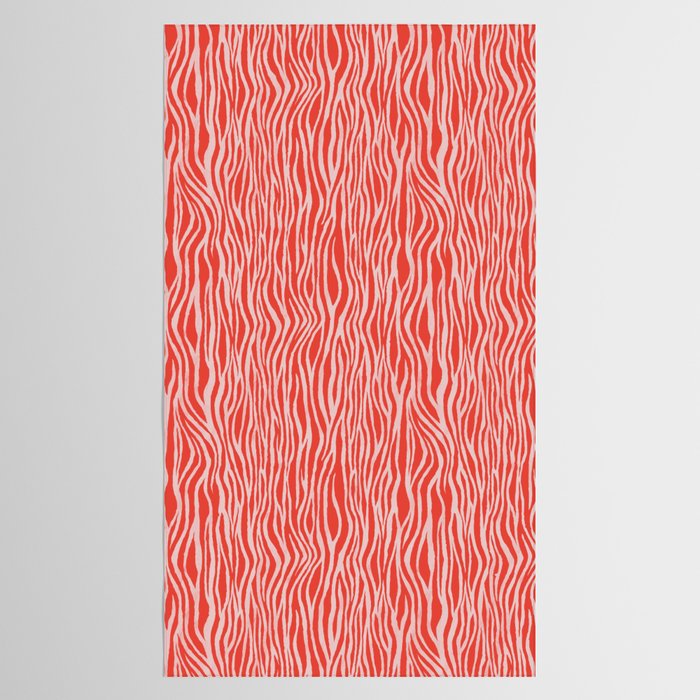 Dopamine Zebra Stripe Animal Print In Red Tablecloth Gallery Image 2