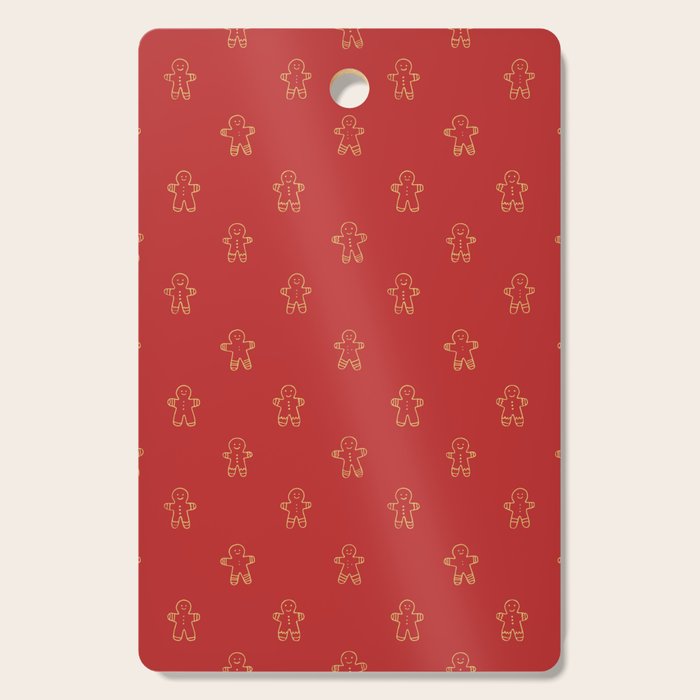 Red gingerbread christmas cookie pattern Cutting Board Gallery Image 1