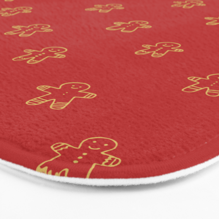 Red gingerbread christmas cookie pattern Bath Mat Gallery Image 3