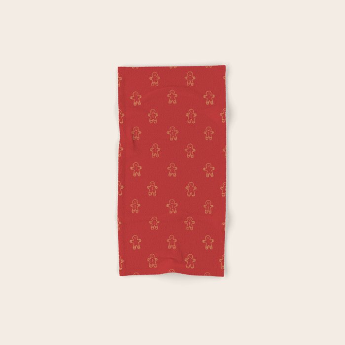 Red gingerbread christmas cookie pattern Bath Towel Gallery Image 1