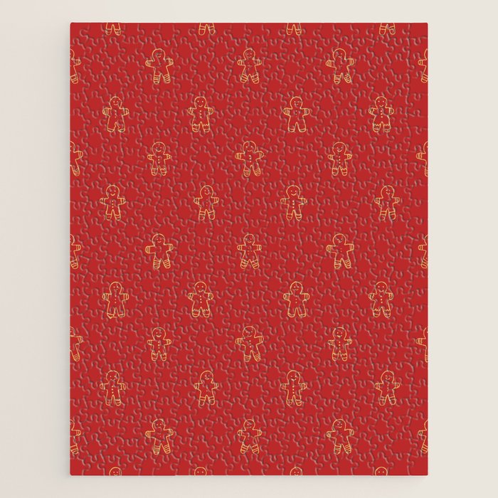 Red gingerbread christmas cookie pattern Jigsaw Puzzle Gallery Image 1