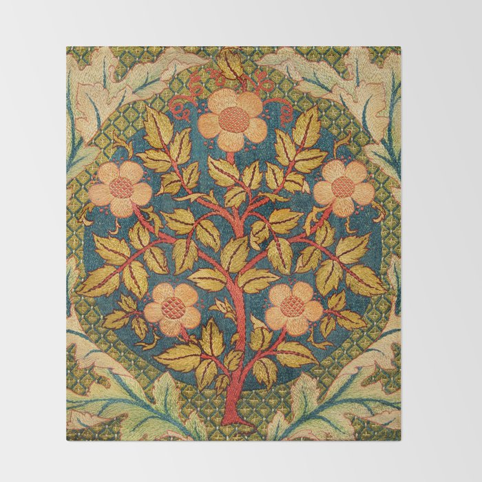 William Morris "Rose Wreath" Throw Blanket Gallery Image 2