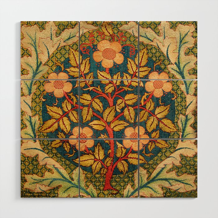 William Morris "Rose Wreath" Wood Wall Art Gallery Image 1
