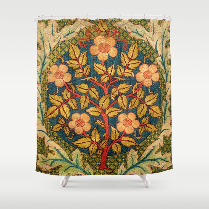 William Morris "Rose Wreath" Shower Curtain Gallery Image 1