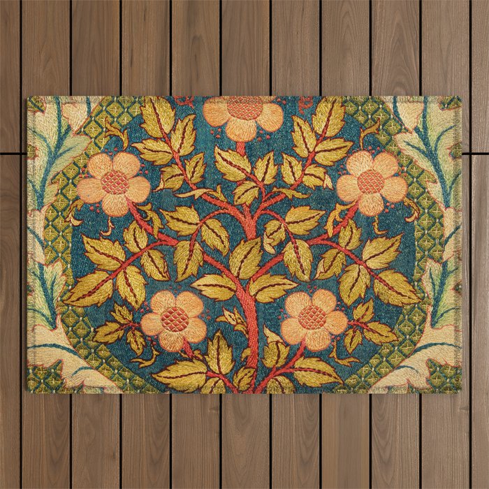 William Morris "Rose Wreath" Outdoor Rug Gallery Image 1