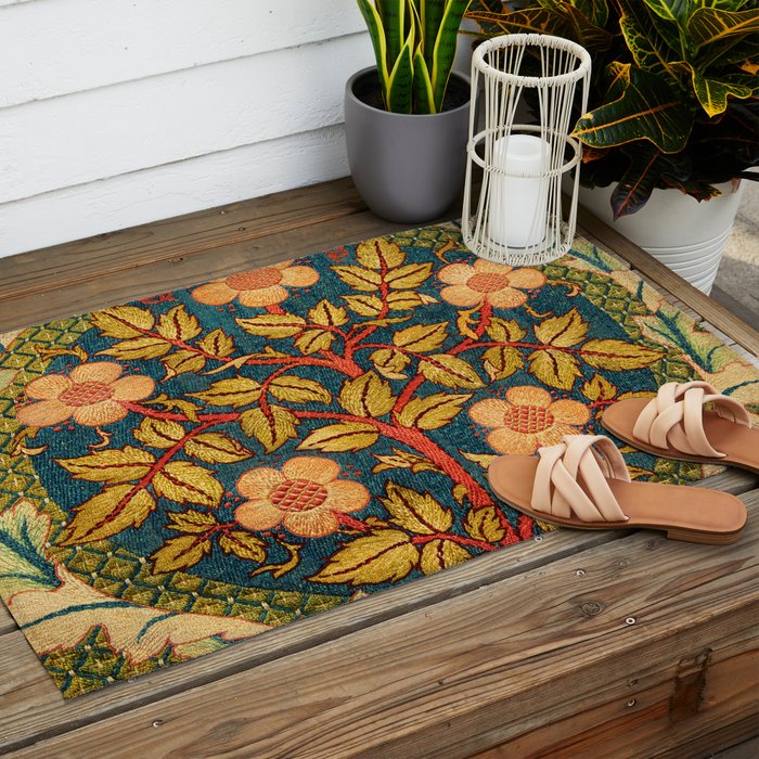 William Morris "Rose Wreath" Outdoor Rug Gallery Image 2