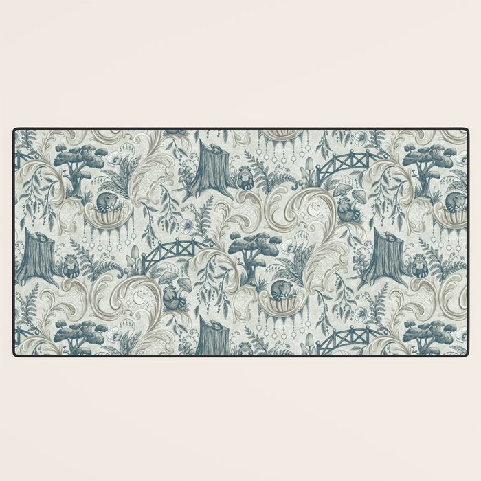 Fairytale Forest Raccoons - charming blue Desk Mat Gallery Image 3