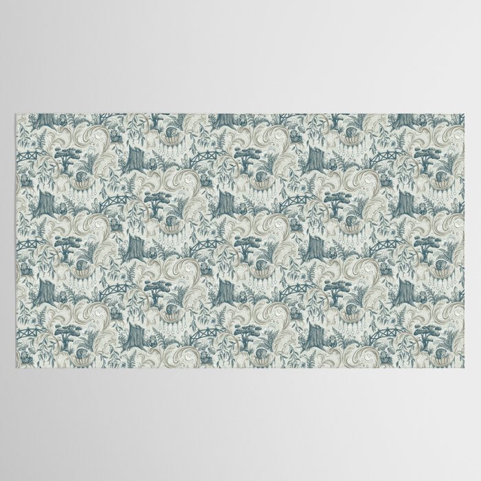 Fairytale Forest Raccoons - charming blue Tablecloth Gallery Image 2