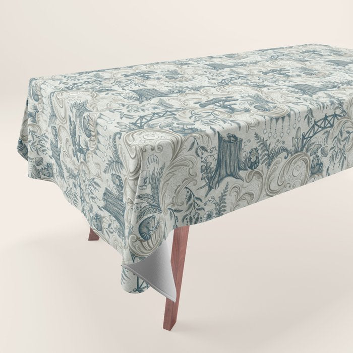 Fairytale Forest Raccoons - charming blue Tablecloth Gallery Image 1