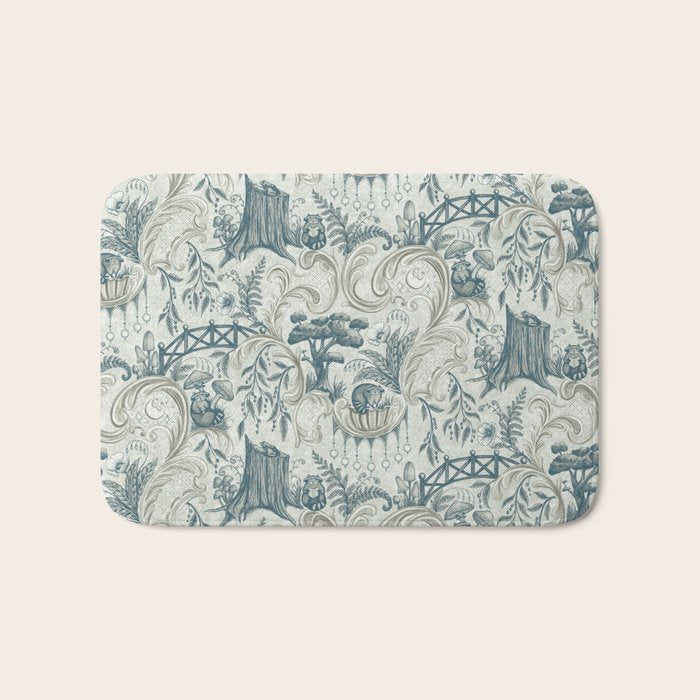 Fairytale Forest Raccoons - charming blue Bath Mat Gallery Image 1