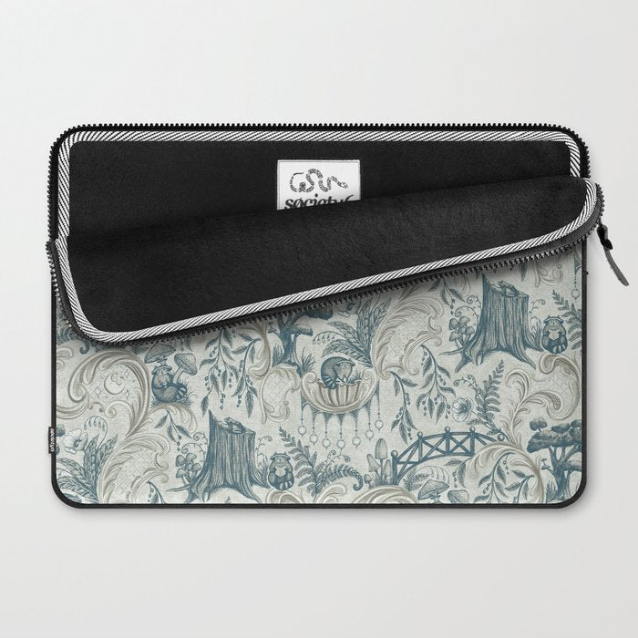 Fairytale Forest Raccoons - charming blue Laptop Sleeve Gallery Image 2