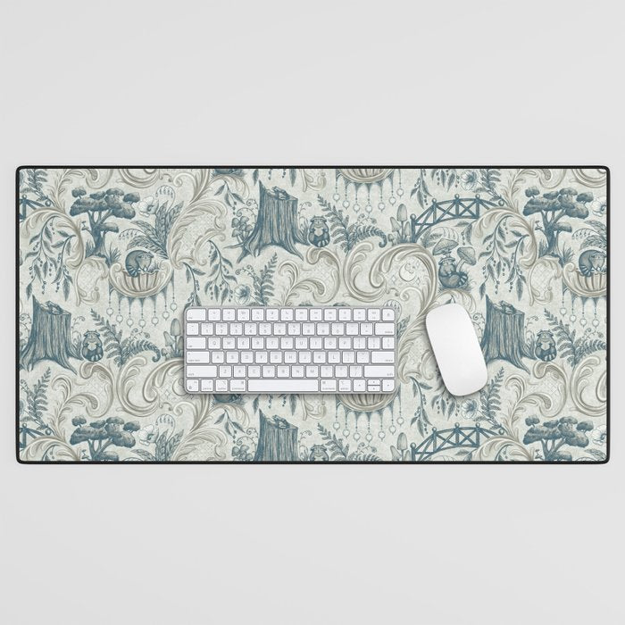 Fairytale Forest Raccoons - charming blue Desk Mat Gallery Image 1