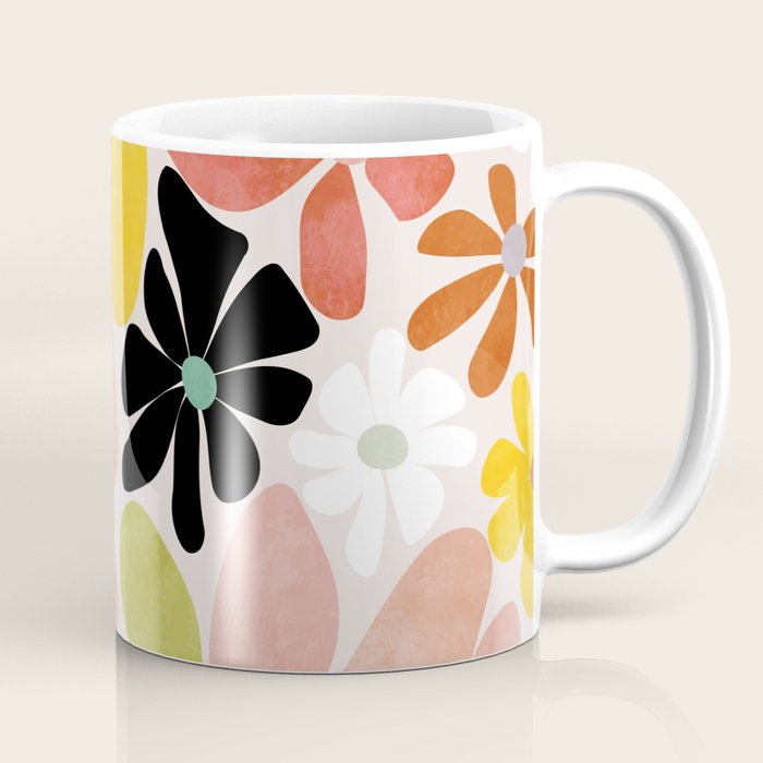 floral shapes retro Coffee Mug Gallery Image 1