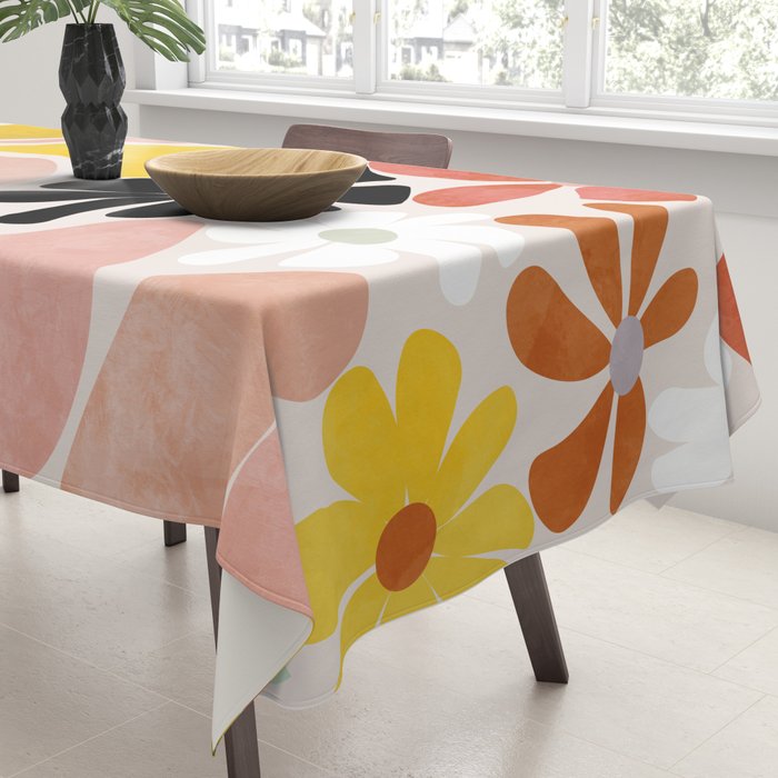 floral shapes retro Tablecloth Gallery Image 3