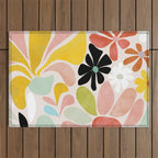 floral shapes retro Outdoor Rug Gallery Image 1