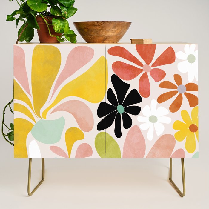 floral shapes retro Credenza Gallery Image 1