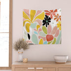 floral shapes retro Wall Tapestry Gallery Image 2
