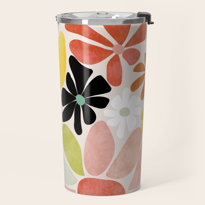 floral shapes retro Travel Mug Gallery Image 2