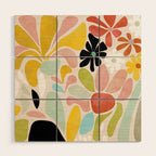 floral shapes retro Wood Wall Art Gallery Image 1