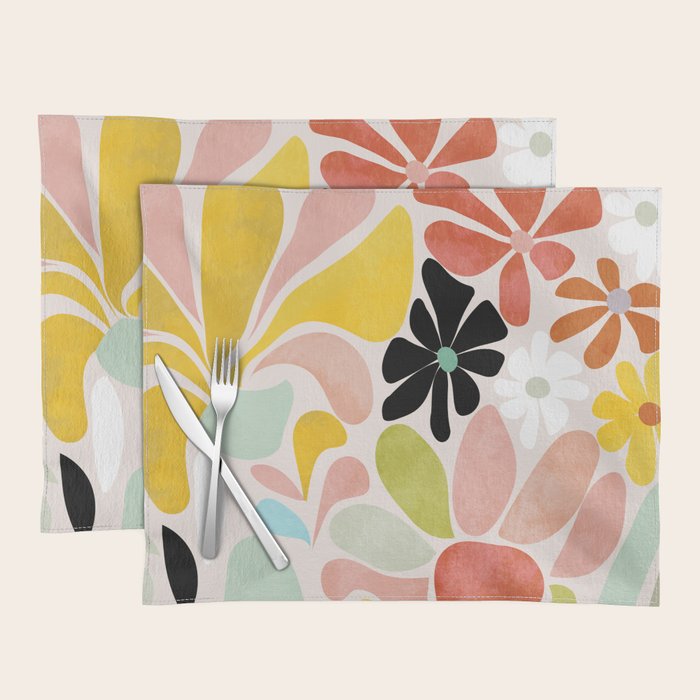 floral shapes retro Placemat Gallery Image 1