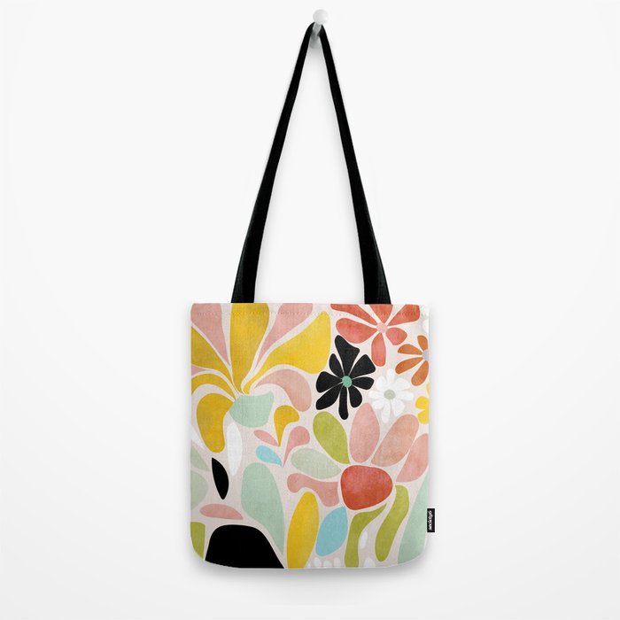 floral shapes retro Tote Bag Gallery Image 2