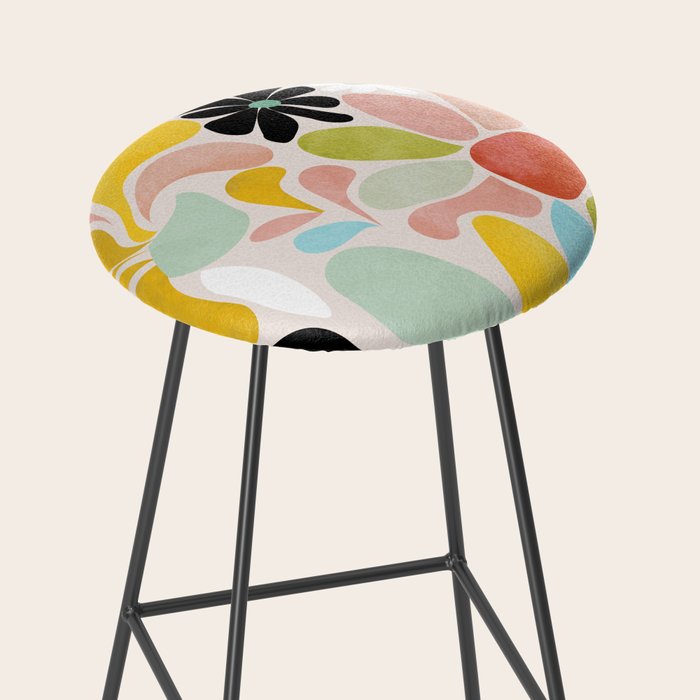 floral shapes retro Stool Gallery Image 2