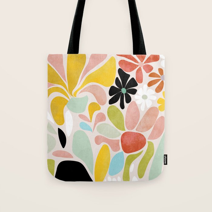 floral shapes retro Tote Bag Gallery Image 1