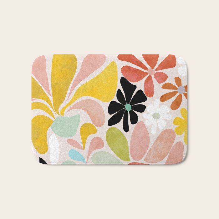 floral shapes retro Bath Mat Gallery Image 1