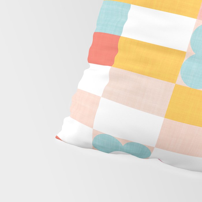 Retro Rainbow floral check pattern Pillow Sham Gallery Image 4
