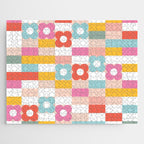 Retro Rainbow floral check pattern Jigsaw Puzzle Gallery Image 1