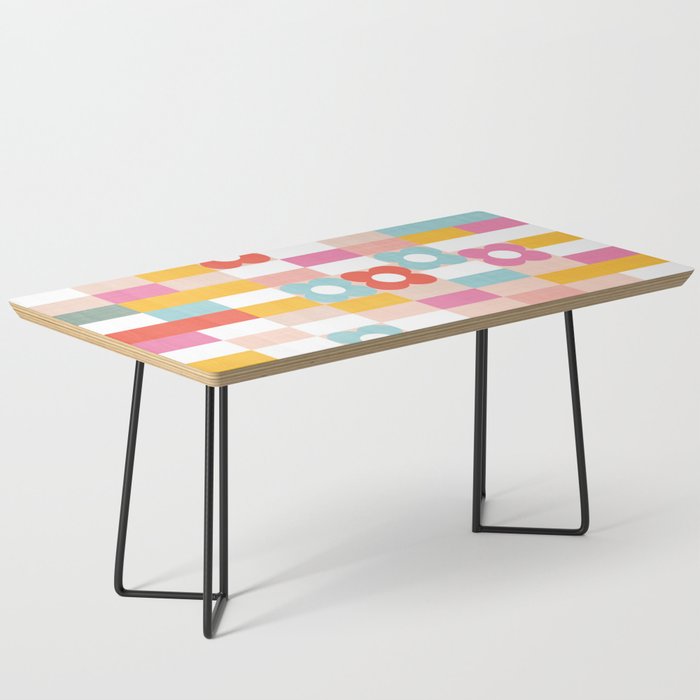 Retro Rainbow floral check pattern Coffee Table Gallery Image 1