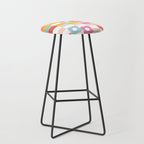 Retro Rainbow floral check pattern Stool Gallery Image 1