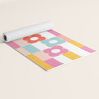 Retro Rainbow floral check pattern Yoga Mat Gallery Image 2