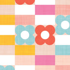 Retro Rainbow floral check pattern Coffee Mug Gallery Image 2