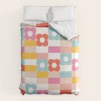Retro Rainbow floral check pattern Duvet Cover Gallery Image 6