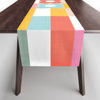 Retro Rainbow floral check pattern Table Runner Gallery Image 1