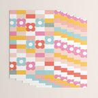 Retro Rainbow floral check pattern Wrapping Paper Gallery Image 3