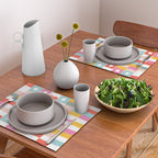 Retro Rainbow floral check pattern Placemat Gallery Image 2