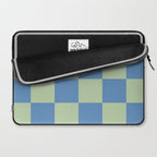 Blue and Light Green Checkerboard Pattern Laptop Sleeve Gallery Image 2