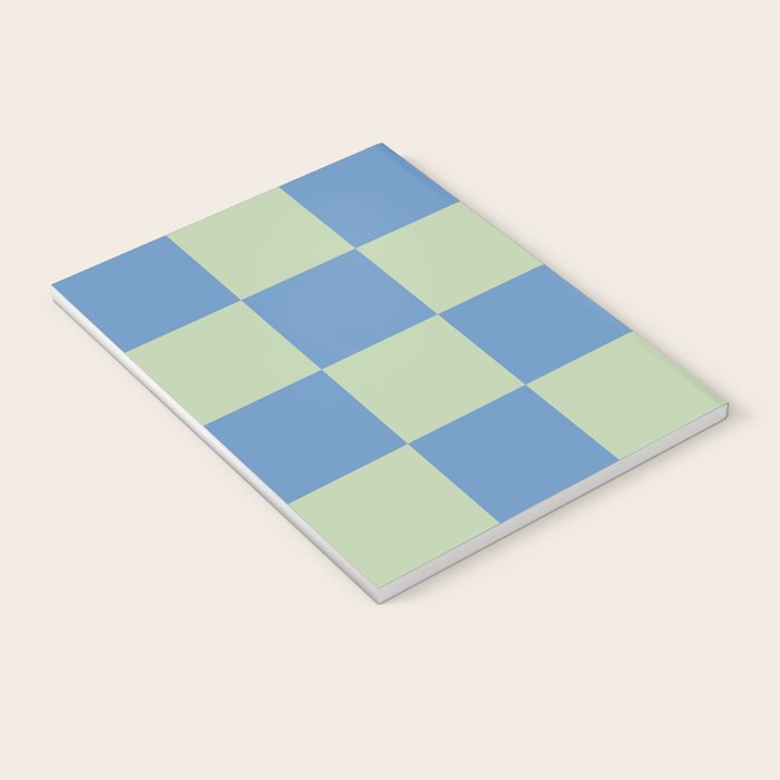 Blue and Light Green Checkerboard Pattern Notebook Gallery Image 3