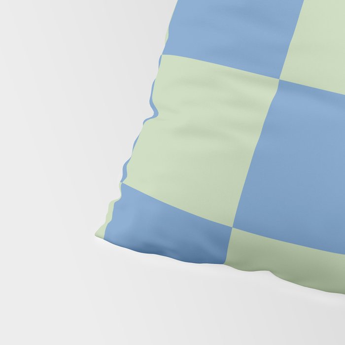 Blue and Light Green Checkerboard Pattern Pillow Sham Gallery Image 4