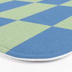 Blue and Light Green Checkerboard Pattern Bath Mat Gallery Image 3