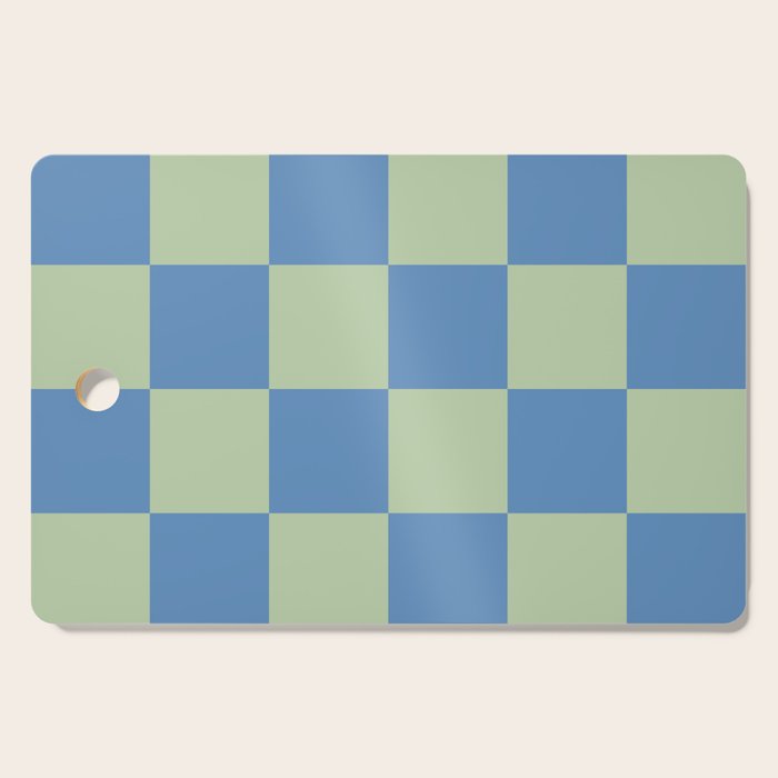 Blue and Light Green Checkerboard Pattern Cutting Board Gallery Image 1