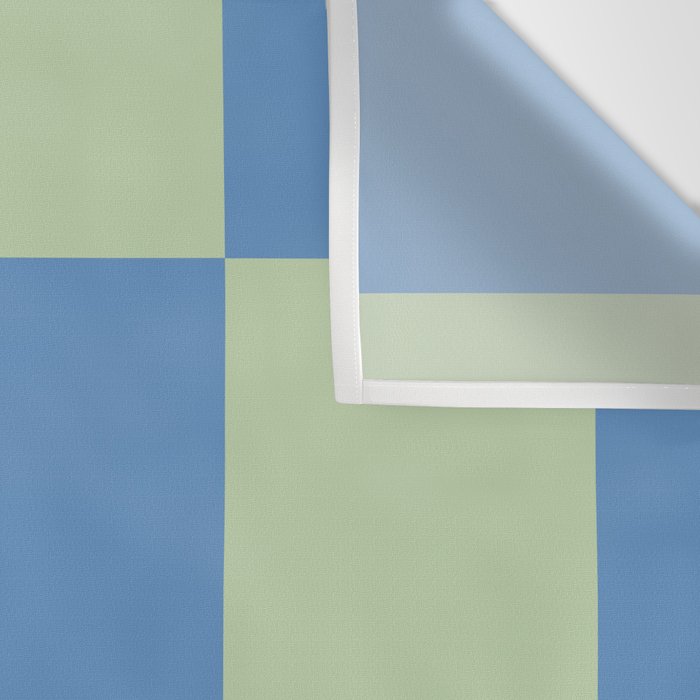 Blue and Light Green Checkerboard Pattern Wall Tapestry Gallery Image 3