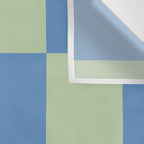 Blue and Light Green Checkerboard Pattern Wall Tapestry Gallery Image 3