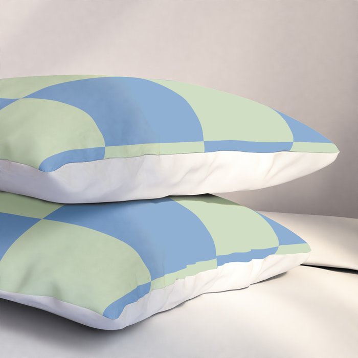 Blue and Light Green Checkerboard Pattern Pillow Sham Gallery Image 3