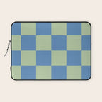 Blue and Light Green Checkerboard Pattern Laptop Sleeve Gallery Image 1