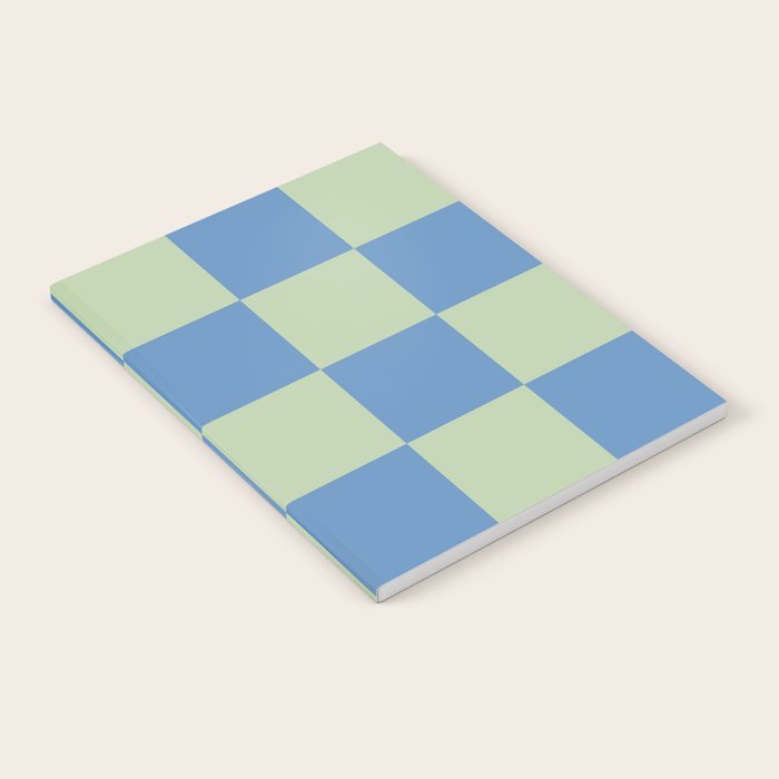 Blue and Light Green Checkerboard Pattern Notebook Gallery Image 2