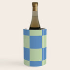 Blue and Light Green Checkerboard Pattern Wine Chiller Gallery Image 2