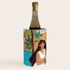 Travel poster woman in Mediterranean coast Wine Chiller Gallery Image 1